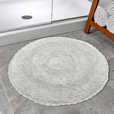 Grey Cotton Soft Round Bathmat 90 cm