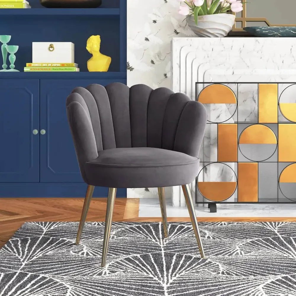 Grey Crafted Shell Designer Lounge Chair