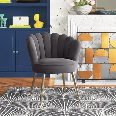 Grey Crafted Shell Designer Lounge Chair