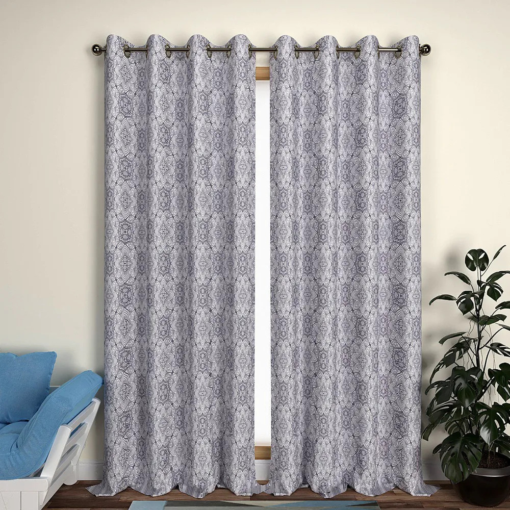 Grey Neat Floral Aesthetics Door Curtain