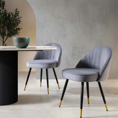 Grey Velvet Accent Chair with Upholstery