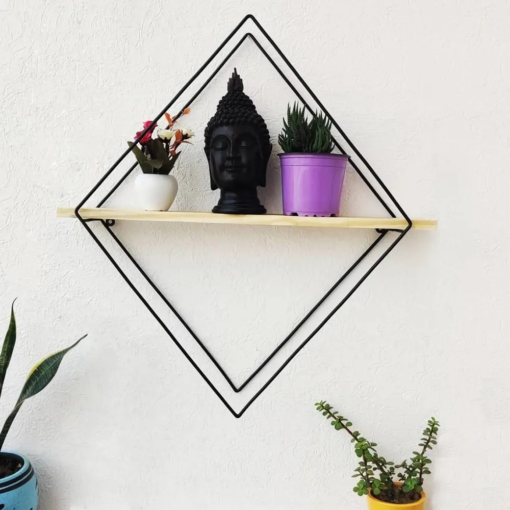 Grista Diamond Decorative Metal Wall Shelf (Set of 2)