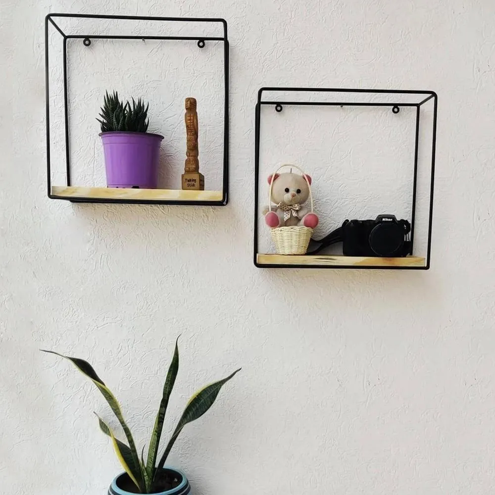 Grista Square single tier Decorative Metal Wall Shelf