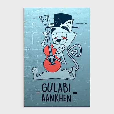 "Gulabi Aankhen" High Cat Funky Wooden Sign