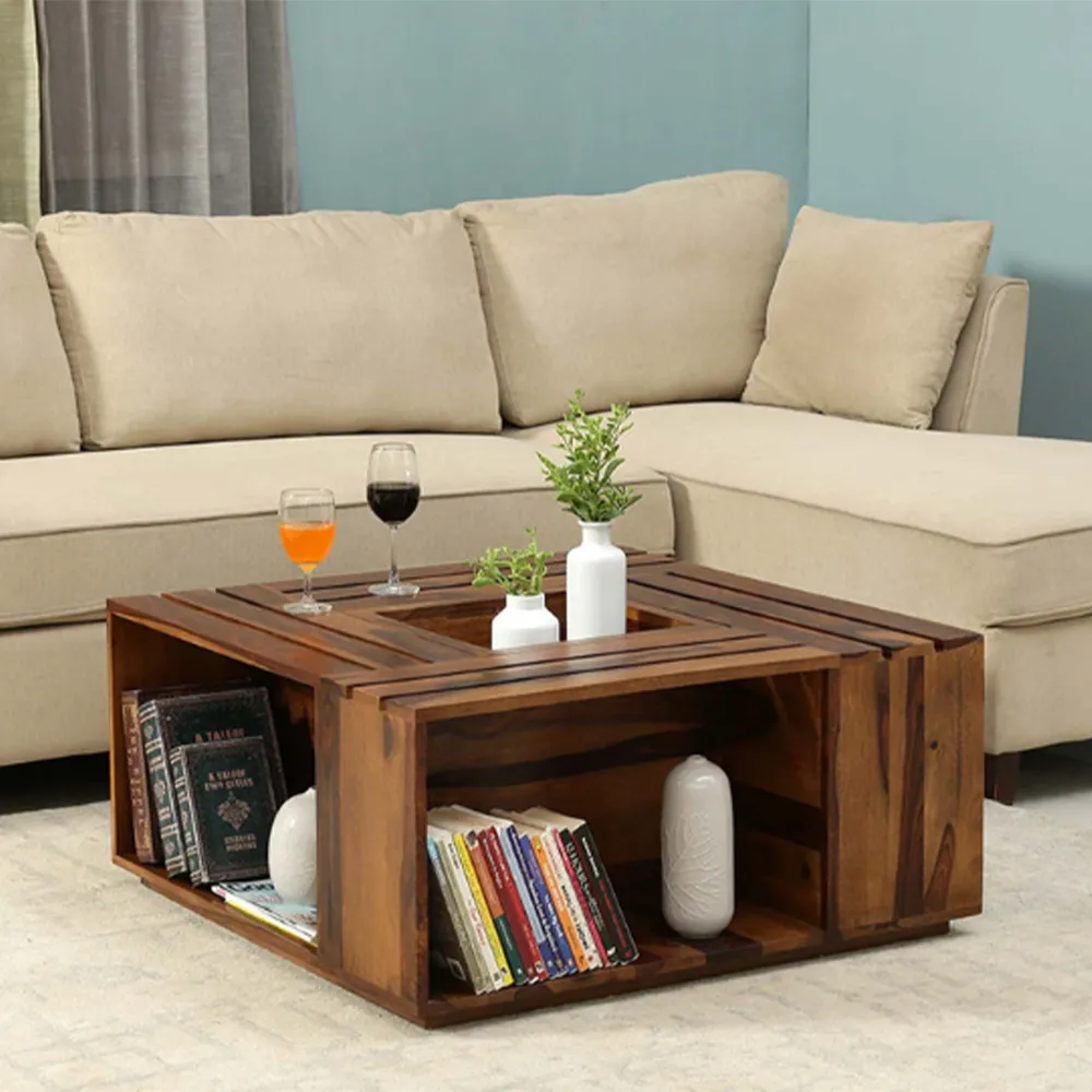 Handcrafted Sheesham Wooden Storage Centre Table