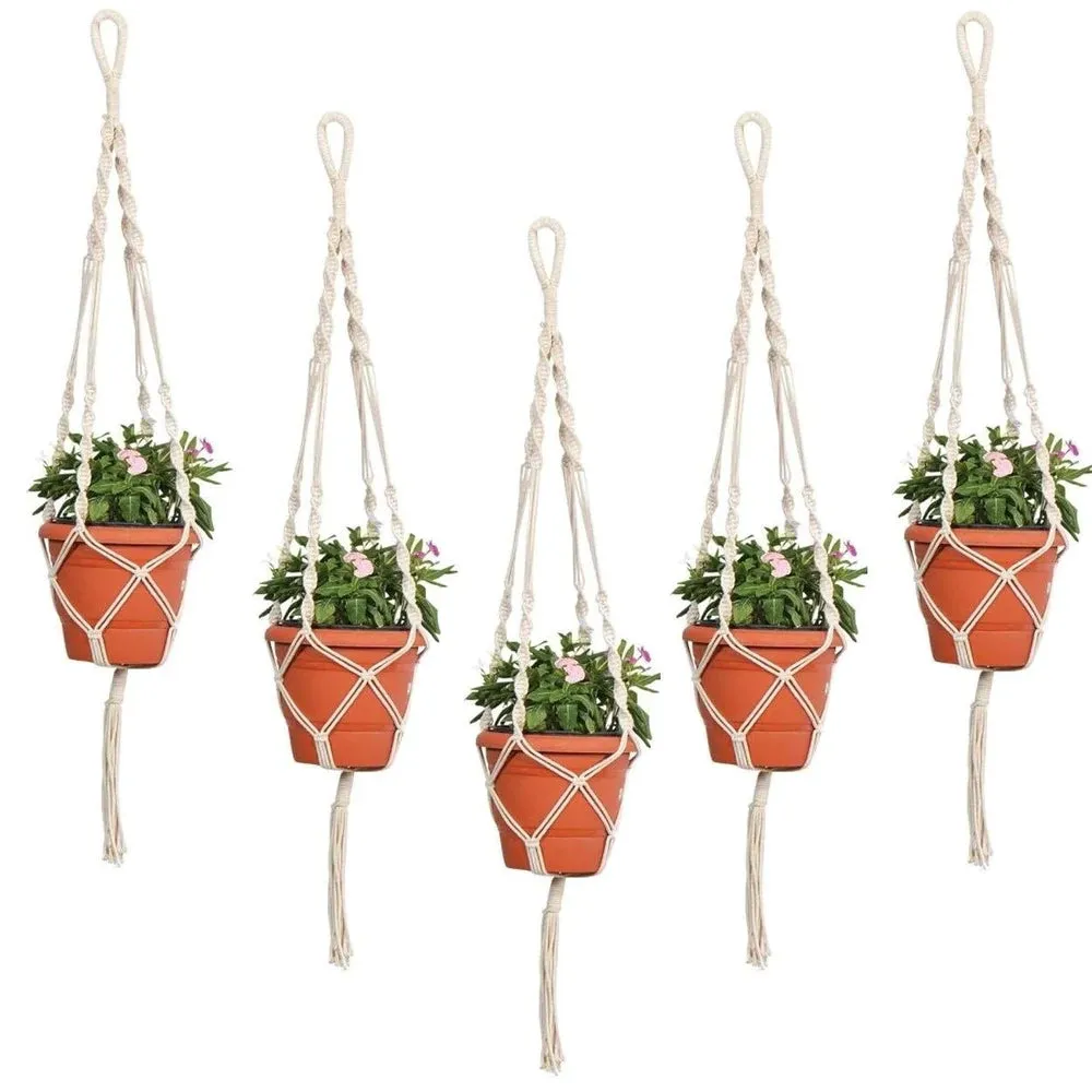 Handwoven Traditional Plant Hanger Without Pot Pack of 5