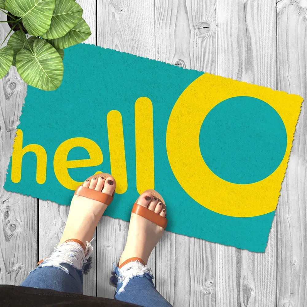 Hello Pop Colors Printed Natural Coir Doormat