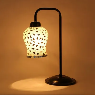 High-Quality Mosaic Multicolour Glass Table Lamp with Black Base