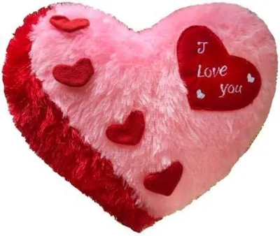 "I Love You" Plush Red &amp; Pink Heart Shaped Pillow