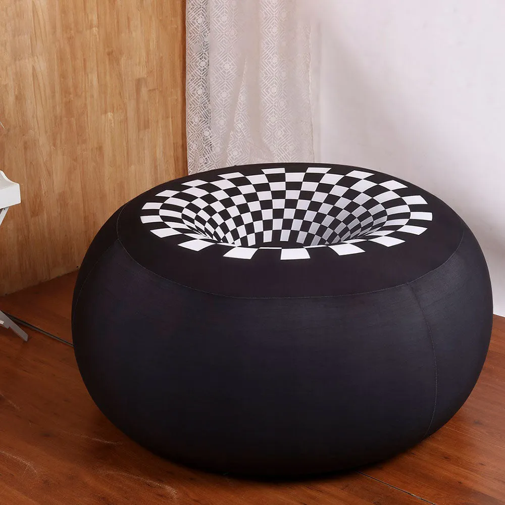 Illusion Pattern Black & White Bean Bag (Beans Not Included)