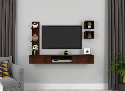 Imbuia Natural Walnut Distinctly Shelved Tv Unit