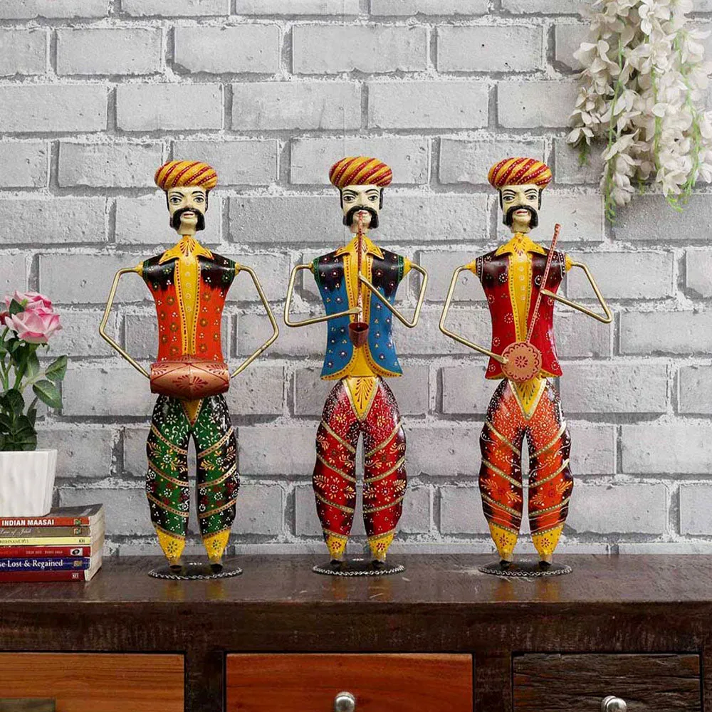 Indian Musician Rajasthani Art Human Figurines / Showpiece Set Of 3