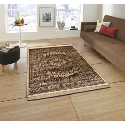 Indo-Islamic Designer Golden Luxe Silk Area Carpet