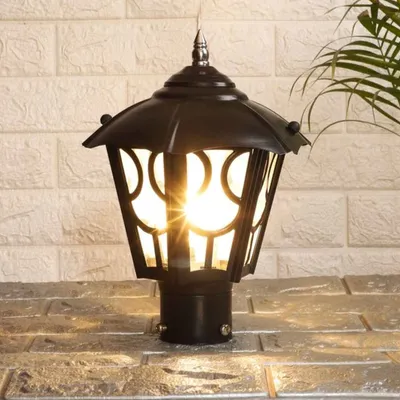 Intricate Black Designer Pole Lamp/ Outdoor Lamp (Bulb not included)