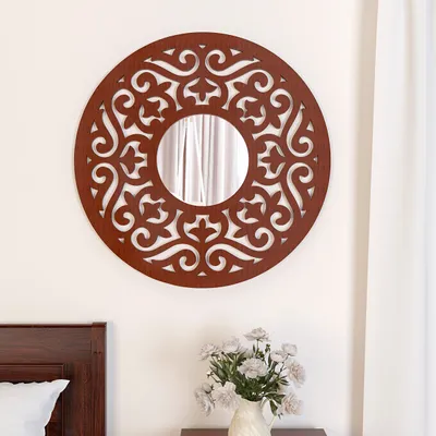 Intricate Mandala Design Wooden Decorative Wall Mirror/ Wall Art (Available in Multiple Finishes)