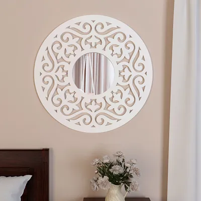 Intricate Mandala Design Wooden Decorative Wall Mirror/ Wall Art (Available in Multiple Finishes)