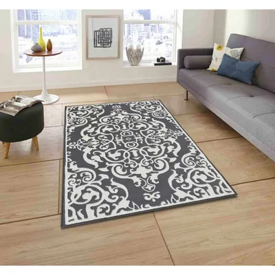 Intricate Morrocan Designer Gray & White Tufted Area Carpet