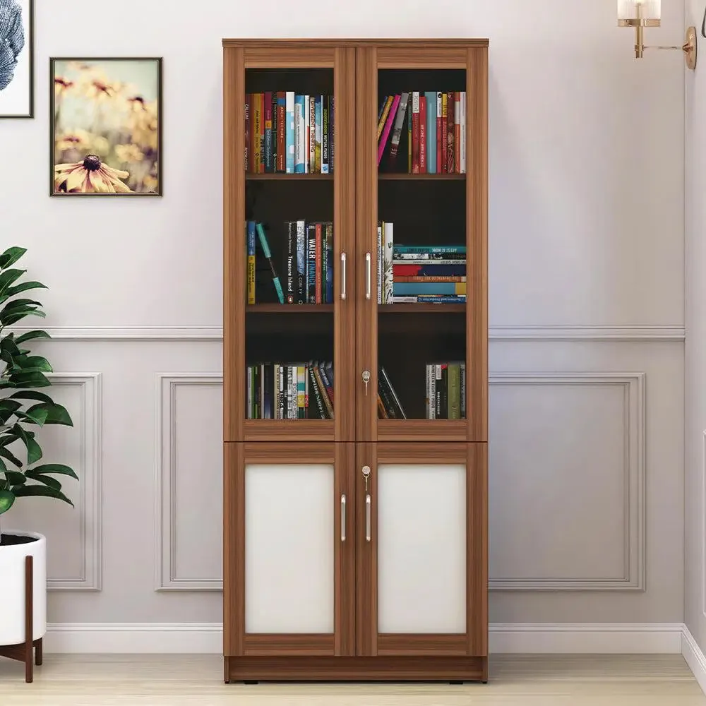 Ivory and Brown Compact Wooden &amp; Mirror Bookshelf