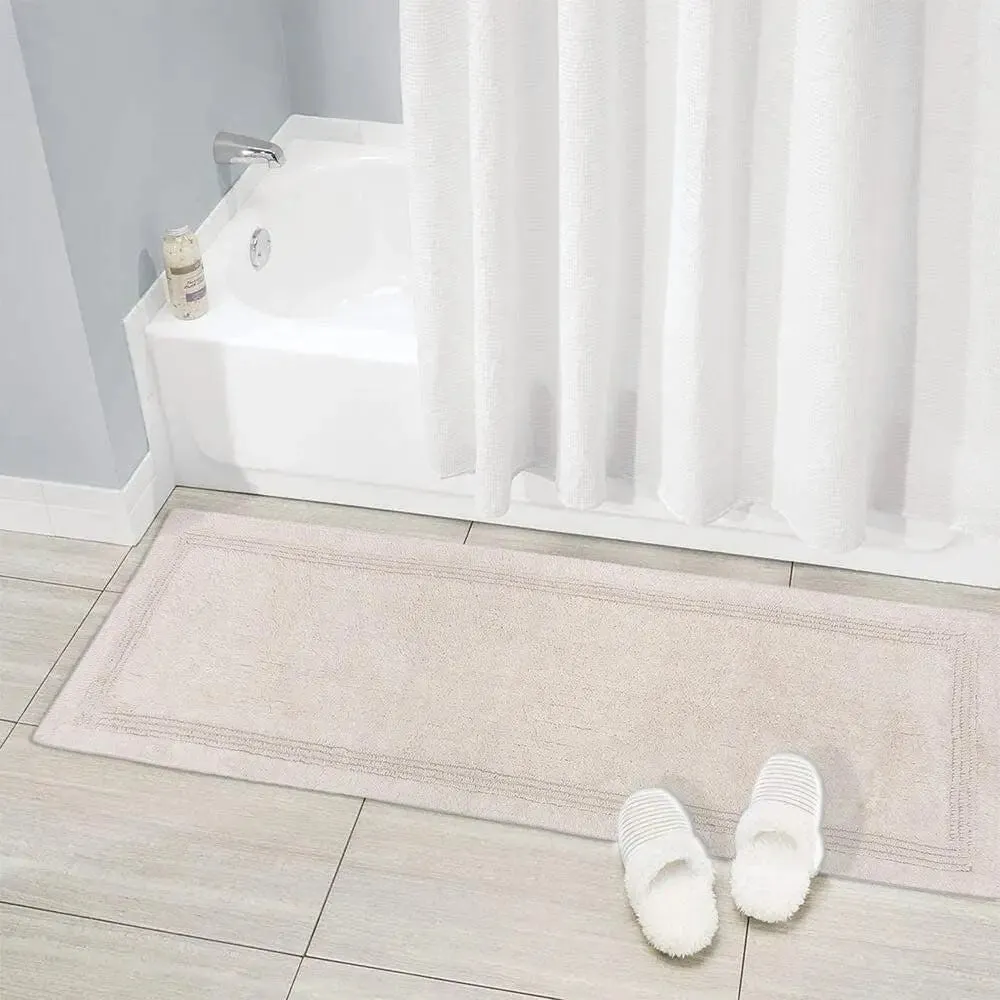 Ivory Bordered Cotton Bath Runner (50 x 150) cm