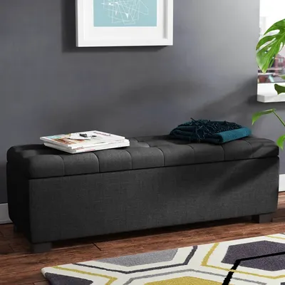Ivory Resilient & Super Soft Luxurious Tufted Velvet Flip Top Storage Bench