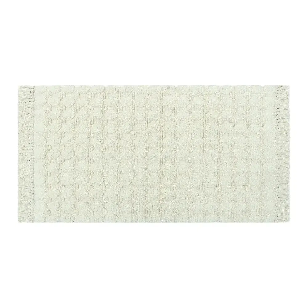 Ivory Textured Soft Cotton Bathmat (21 x 34) Inches