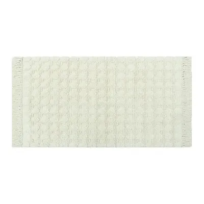 Ivory Textured Soft Cotton Bathmat (21 x 34) Inches