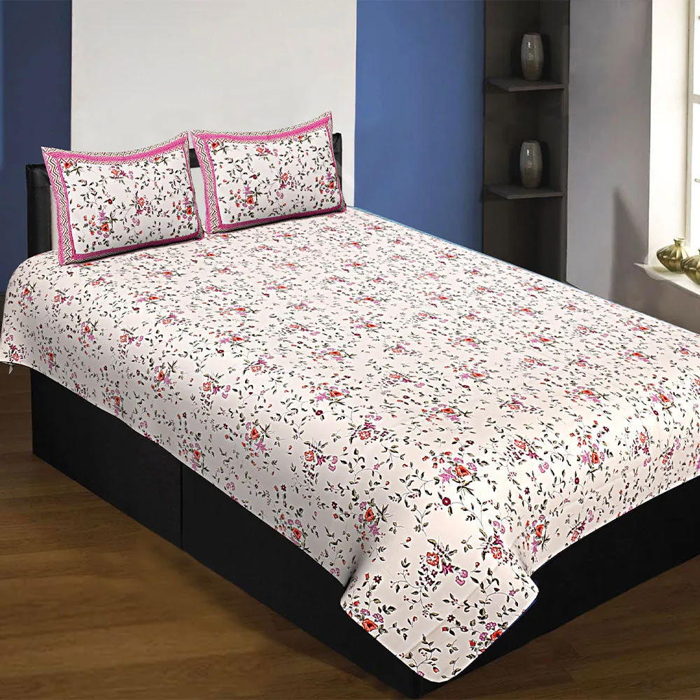 Jaipur Fabric Blue Entangled Flora Super Soft Cotton Single Bedsheet