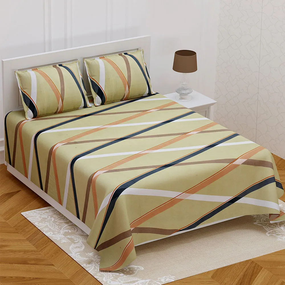 Jaipur Fabric Classy Crossing Lines Super Soft Polymix Double Bedsheet
