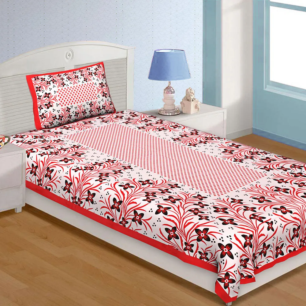 Jaipur Fabric Floral Bordered Super Soft Cotton Single Bedsheet