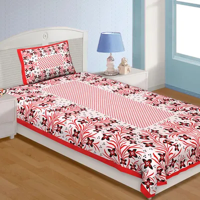 Jaipur Fabric Floral Bordered Super Soft Cotton Single Bedsheet