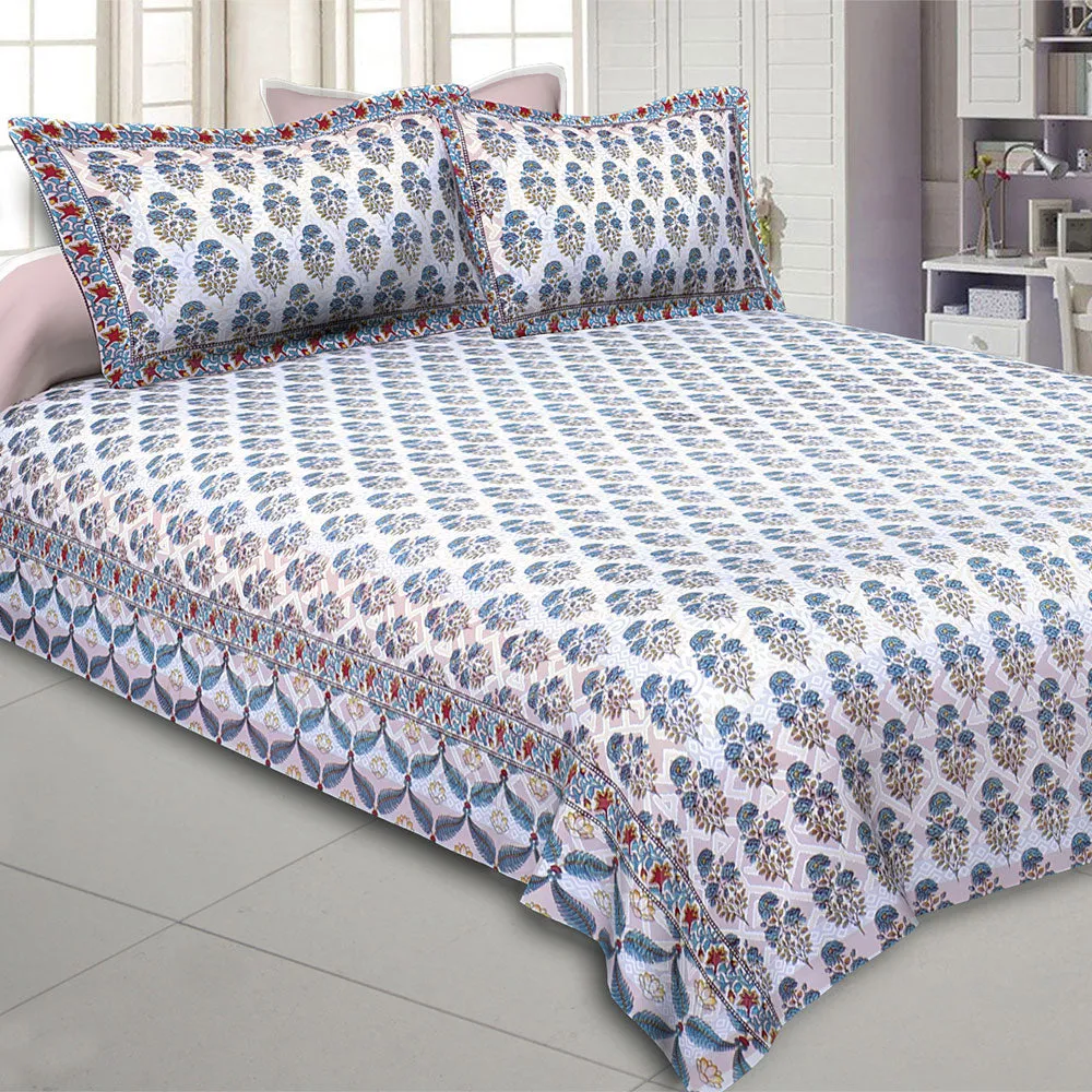 Jaipur Fabric Floral Corsage Cotton Double Bedsheet