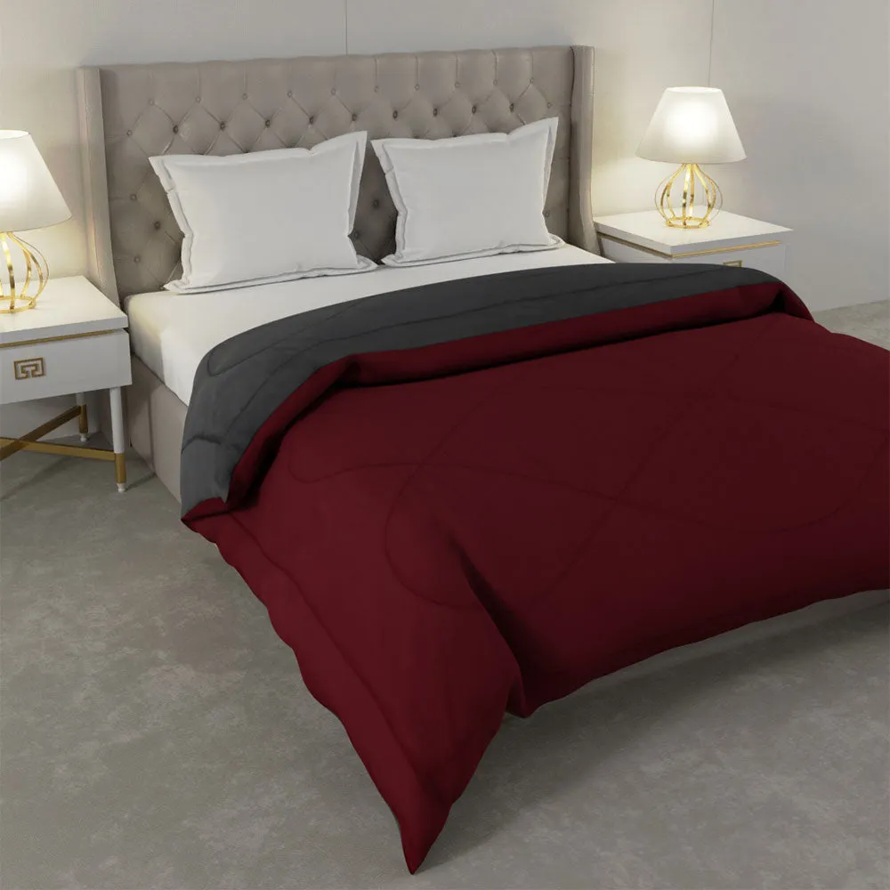 Jaipur Fabric Maroon-Grey Double Bed Comforter