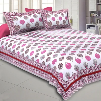 Jaipur Fabric Peacock Feather Designer Cotton Double Bedsheet