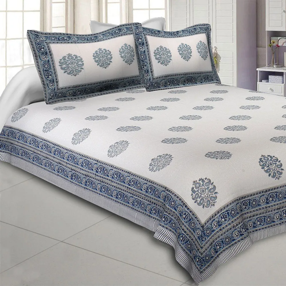 Jaipur Fabric Peacock Feather Designer Cotton Double Bedsheet