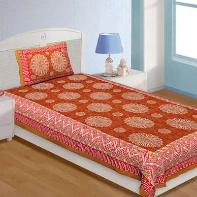 Jaipur Fabric Traditional Designer Super Soft Cotton Single Bedsheet
