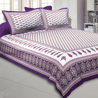 Jaipur Fabric Typical Ethnic Patterned Cotton Double Bedsheet