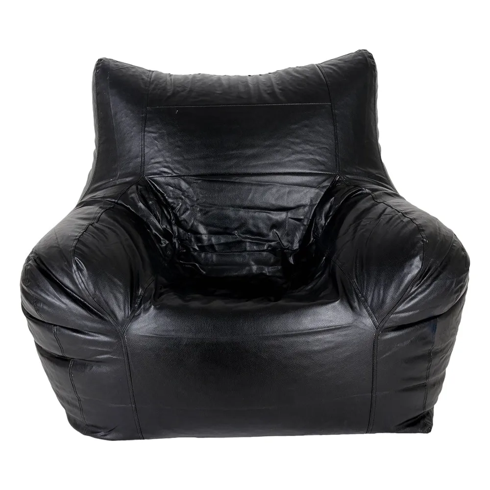 Jumbo Chair Black Cushiony Armchair Bean Bag Cover