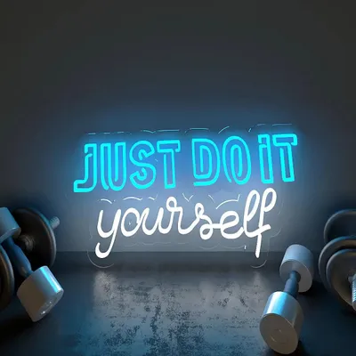 Just Do It Yourself' Typographic LED Neon Light for Gym Wall Decor
