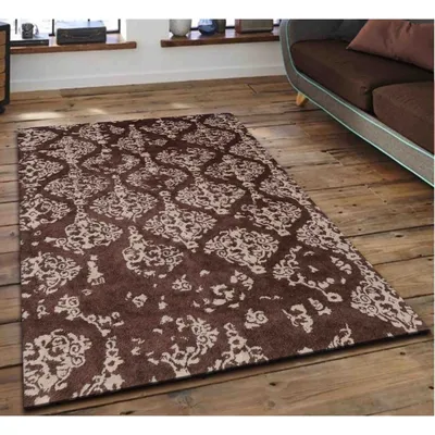 Kashmiri Motif Abstract Brown & Beige Tufted Area Carpet