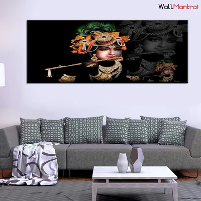 Krishna with Flute Beautiful Spiritual Canvas Wall Painting