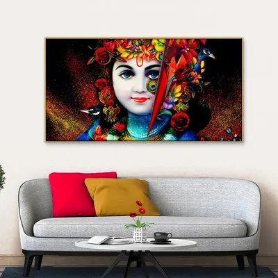 Krishna with Peacock Spiritual Canvas  Wall Painting