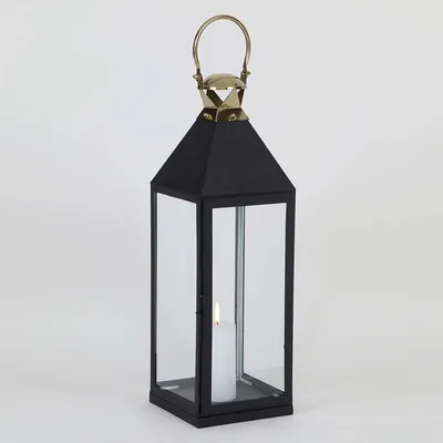 Large Black Lined Decorative Candle Lantern