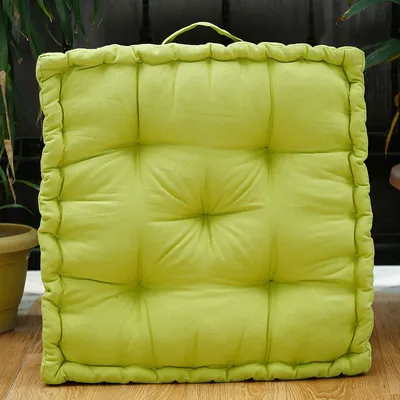 Large Natural Green Plush Cotton Floor Cushion Matlas With Handle