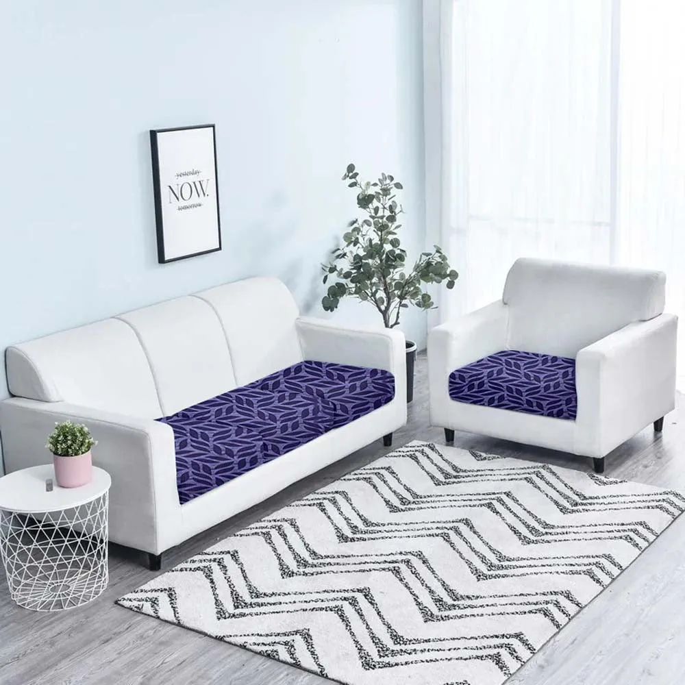 Leaf Abstract Strechable Purple Sofa Seat Cover Set Of 2/4/6/8