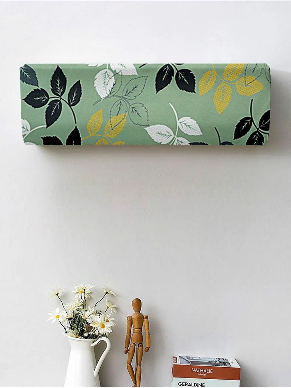Leaf Printed Green Split Ac Cover
