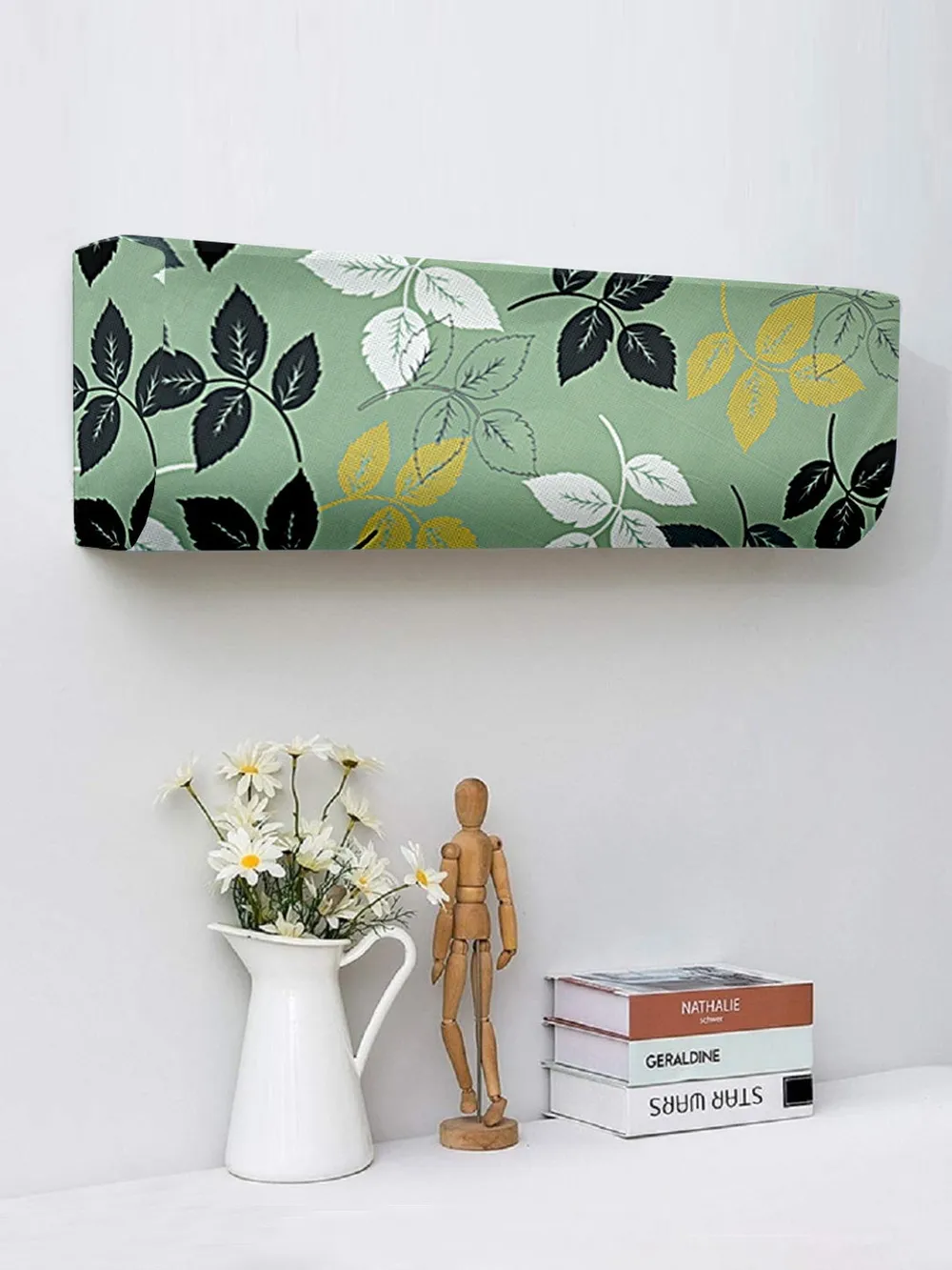 Leaf Printed Green Split Ac Cover