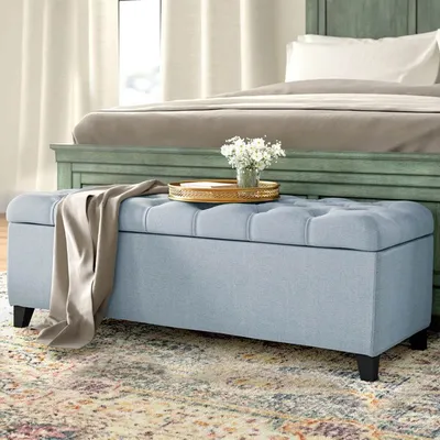 Light Grey Resilient & Super Soft Luxurious Tufted Velvet Flip Top Storage Bench