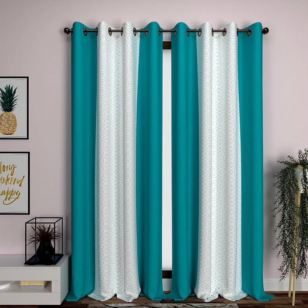 Light Sea Green Classic Designer Layered Window Curtain