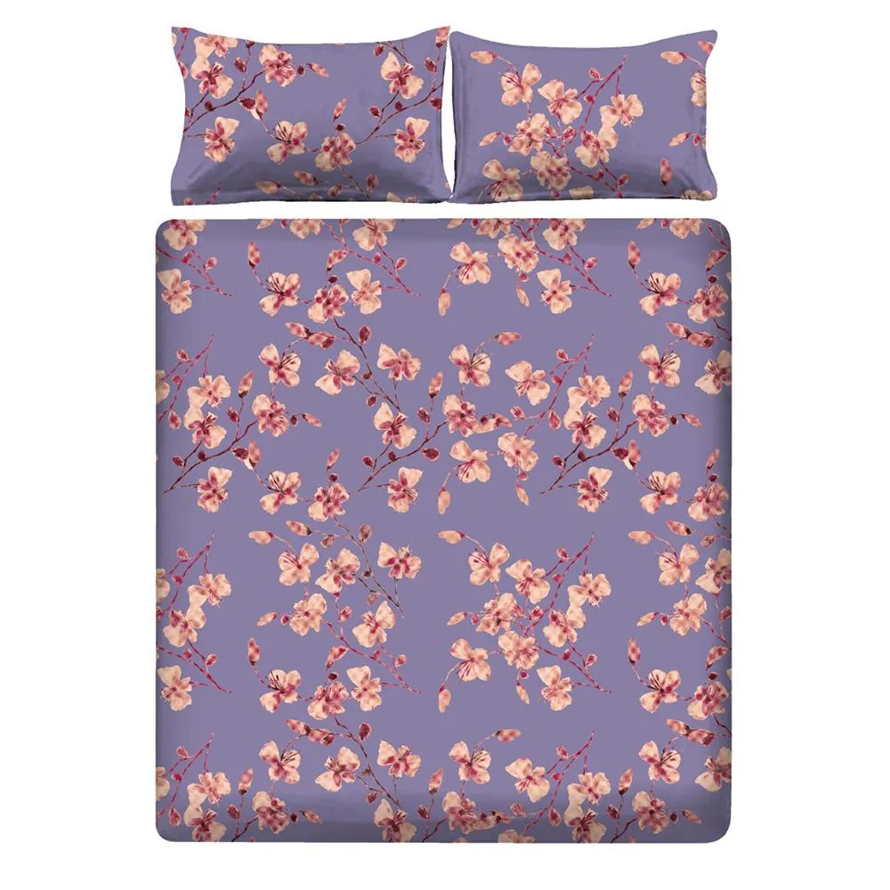 Lily Bloom Cotton Double Bedsheet with Pillow Covers
