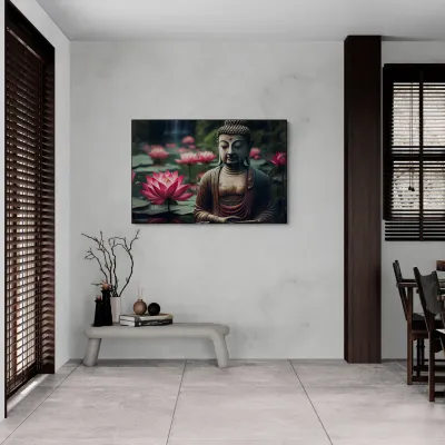 Lotus Enlightenment Buddha Canvas Wall Painting